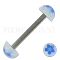 Piercings.nl Tongpiercing acryl halve bal met ster wit blauw