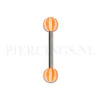 Piercings.nl Tongpiercing acryl strandbal wit met oranje