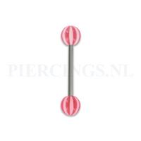 Piercings.nl Tongpiercing acryl strandbal wit met paars