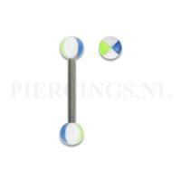 Piercings.nl Tongpiercing acryl geblokt blauw wit geel