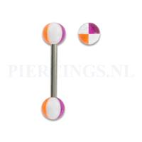 Piercings.nl Tongpiercing acryl geblokt oranje wit paars