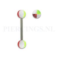 Piercings.nl Tongpiercing acryl wit rood geel