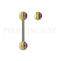 Piercings.nl Tongpiercing acryl gestreept paars geel