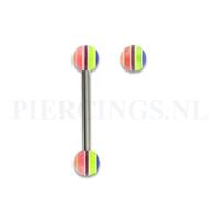 Piercings.nl Tongpiercing acryl gestreept paars UV geel