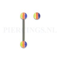 Piercings.nl Tongpiercing acryl gestreept oranje geel blauw 5 mm balletje