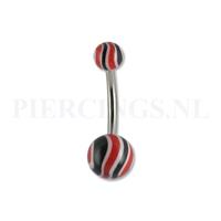 Piercings.nl Navelpiercing gegolfd zwart-rood