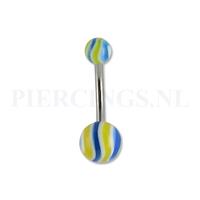 Piercings.nl Navelpiercing gegolfd blauw-geel