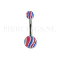 Piercings.nl Navelpiercing gegolfd blauw-rood