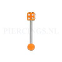 Piercings.nl Tongpiercing dobbelsteen oranje glitter