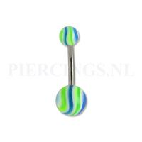 Piercings.nl Navelpiercing gegolfd groen-blauw