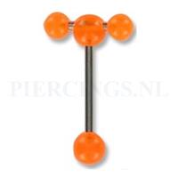 Piercings.nl Tongpiercing met extra barbell oranje