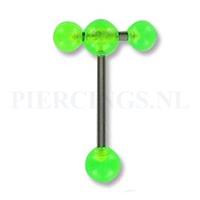 Piercings.nl Tongpiercing arcyl met extra barbell UV groen