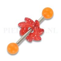 Piercings.nl Tongpiercing acryl zaag oranje rood glitter