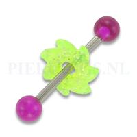 Piercings.nl Tongpiercing acryl zaag paars geel glitter