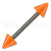 Piercings.nl Barbell acryl spike 1.6 mm oranje glitters