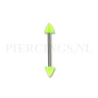 Piercings.nl Barbell acryl spike 1.6 mm geel glitter