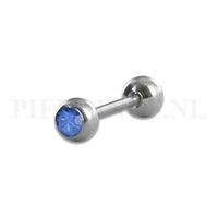 Piercings.nl Tongpiercing met blauwe kristal