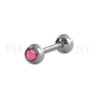 Piercings.nl Tongpiercing met roze kristal