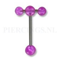 Piercings.nl Tongpiercing acryl met extra barbell paars