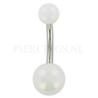 Piercings.nl Navelpiercing acryl parelmoer wit