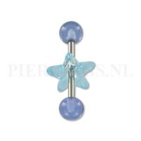 Piercings.nl Tongpiercing acryl met donut ster licht blauw
