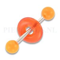 Piercings.nl Tongpiercing acryl met donut oranje