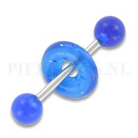 Piercings.nl Tongpiercing acryl met donut rond blauw