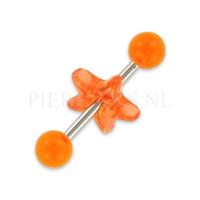 Piercings.nl Tongpiercing acryl met donut ster oranje