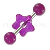 Piercings.nl Tongpiercing acryl donut ronde ster paars