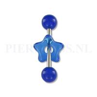 Piercings.nl Tongpiercing acryl donut ronde ster blauw