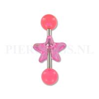 Piercings.nl Tongpiercing acryl met donut ster hard roze
