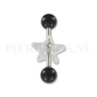 Piercings.nl Tongpiercing acryl met donut ster zwart