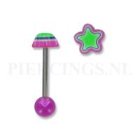 Piercings.nl Tongpiercing acryl ster paars-groen