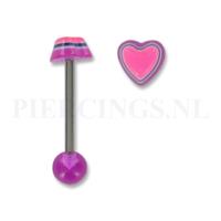 Piercings.nl Tongpiercing acryl hart paars-roze