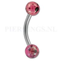 Piercings.nl Banana 1.2 mm gespikkelde coating roze