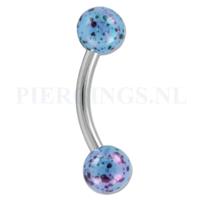 Piercings.nl Banana 1.2 mm gespikkelde coating blauw