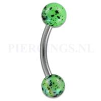 Piercings.nl Banana 1.2 mm gespikkelde coating groen