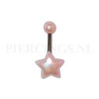 Piercings.nl Navelpiercing parelmoer ster roze