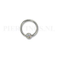 Piercings.nl BCR 1.2 mm x 10 mm met steentje kristal AB