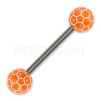 Piercings.nl Tongpiercing acryl voetbal oranje