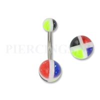 Piercings.nl Navelpiercing acryl wit kruis multicolor met glitter