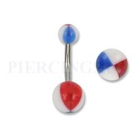 Piercings.nl Navelpiercing acryl geblokt rood wit blauw