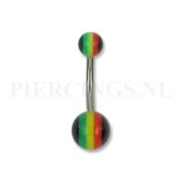 Piercings.nl Navelpiercing acryl rasta kleuren