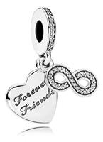 Pandora 791948CZ - Hart Hangende Bedel met Tekst Forever Friends - Hangende Bedel