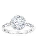 Swarovski Attract Round Ring, White, Rhodium plated