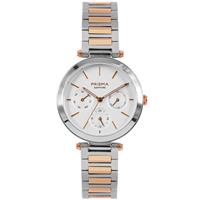 Prisma Zilver- en Roségoudkleurig Dames Horloge met Moderne Schakelband