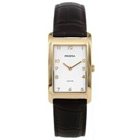 Prisma P.1967 Horloge staal/leder goudkleurig-bruin