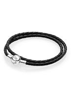 Pandora 590745CBK Damen Leder-Wickelarmband Zweifach Schwarz