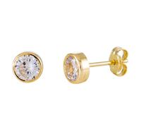 14 Krt Gouden Solitaire Oorknoppen 5.0 mm zirkonia Kastzetting 206.2021.05