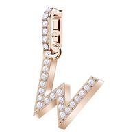 Remix Collection Charm W, White, Rose-gold tone plated